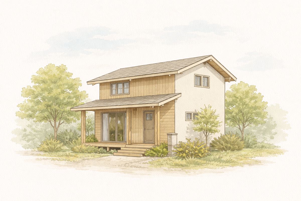 山梨の地域に根ざした工務店の家づくりを表現したイラスト