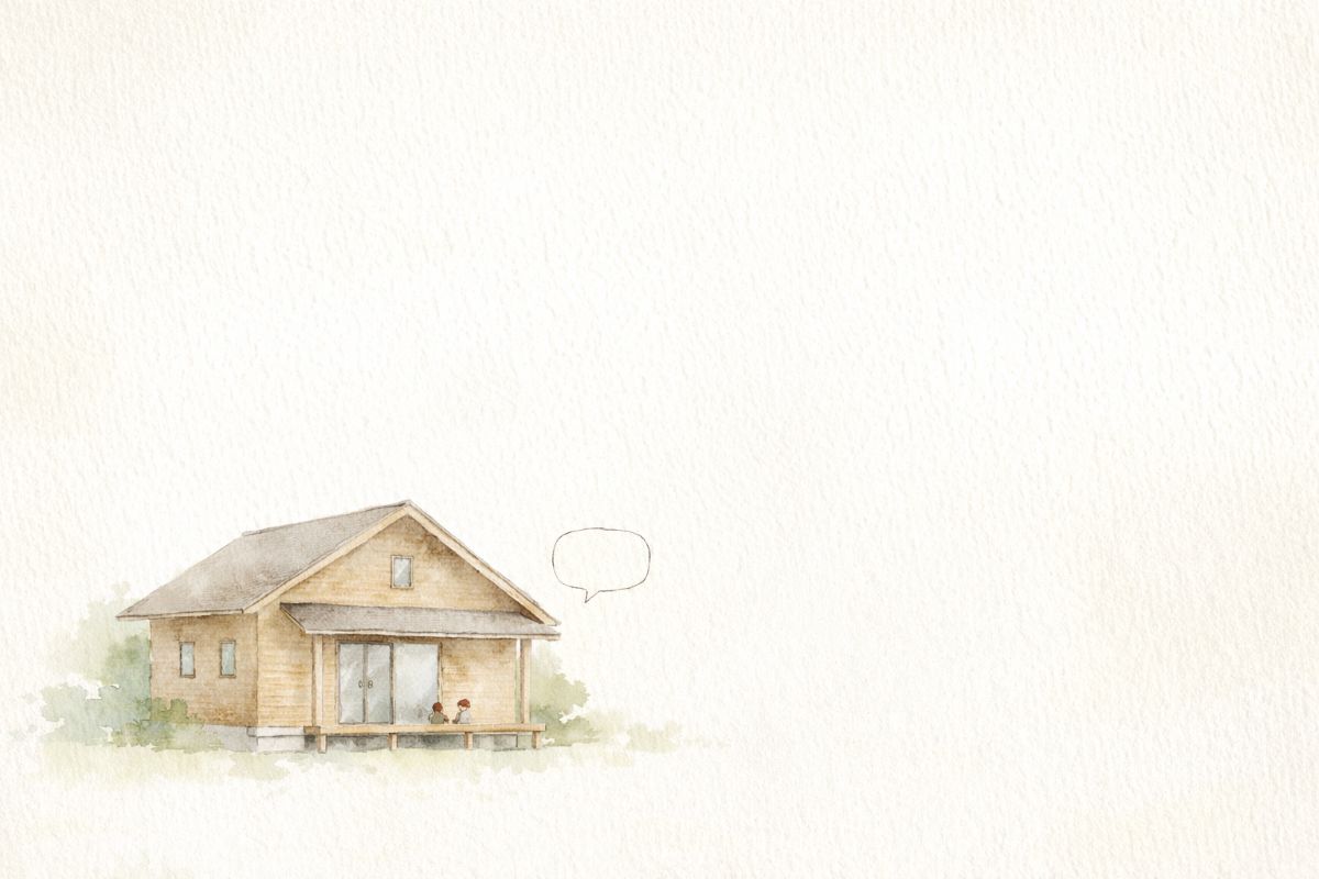 家づくりの相談をイメージした水彩イラスト