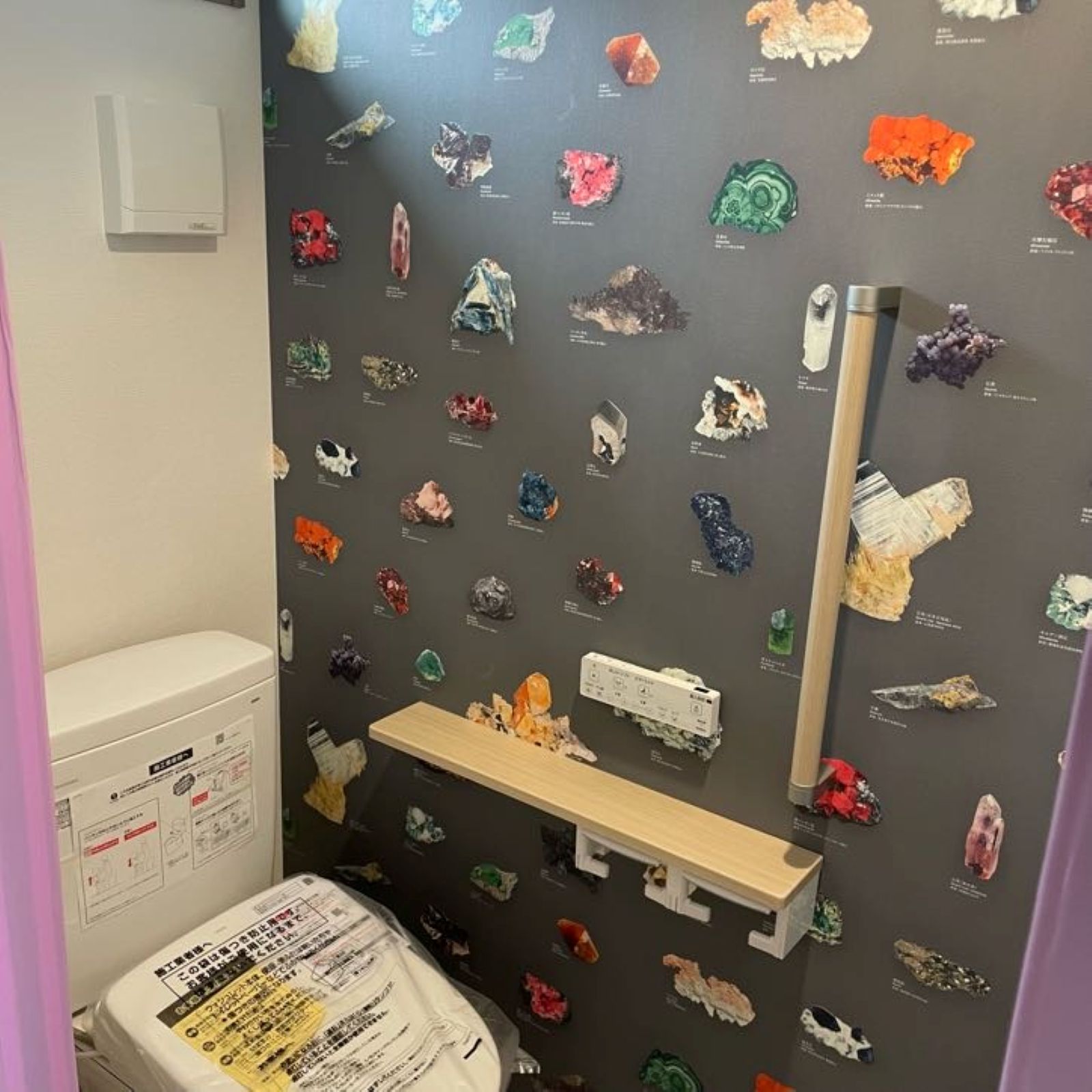 鉱石デザインのアクセントクロスを採用したトイレ空間